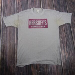 Vintage Hershey's Milk Chocolate Shirt Mens XL Gray Graphic Single Stitch Tee